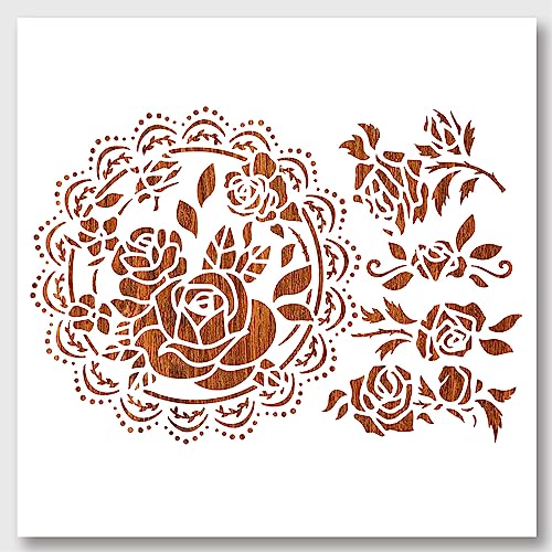 NBEADS Rose Muster Malerei Schablonen 29.7×21cm, PET Aushöhlen Zeichnung Malschablonen zum Malen auf Holz DIY Scrapbook Fotoalbum Wiederverwendbares Handwerk Malerei Wandschablonen von nbeads