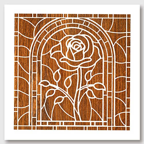NBEADS Rose Schablone, 30x30 cm Blumenschablone Rosenmalschablonen Wiederverwendbare Kunststoffschablonen DIY Kunsthandwerksschablonen Zum Malen Auf Holz Leinwand Papier Möbelwand von nbeads