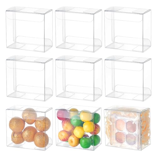 NBEADS 20 Stück transparente Geschenkboxen, 7x6,6x3,7 cm, transparente Pralinenschachtel, rechteckige PVC-Bevorzugungsschachteln für Süßigkeiten Weihnachten Hochzeit Party Ornamente Geschenke von nbeads