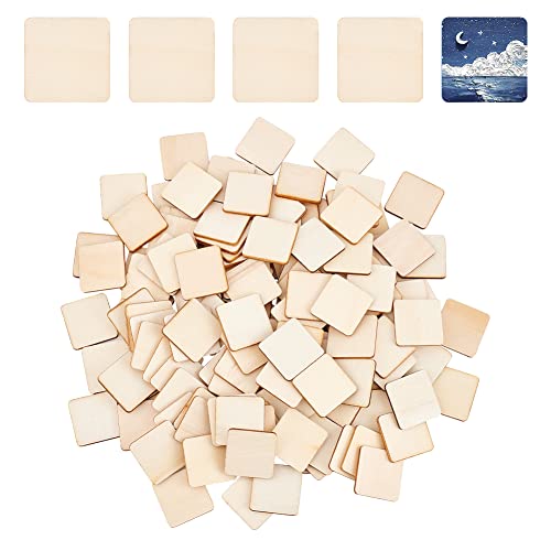 nbeads 300 Stück 2.45x2.45cm Quadrat Unvollendete Holz Stücke, Blanko Naturholz Bastelbedarf Brandmalerei Ornamente Mit Runde Ecke Für Malerei DIY Carving Requisiten Hochzeit Weihnachten Dekoration von nbeads