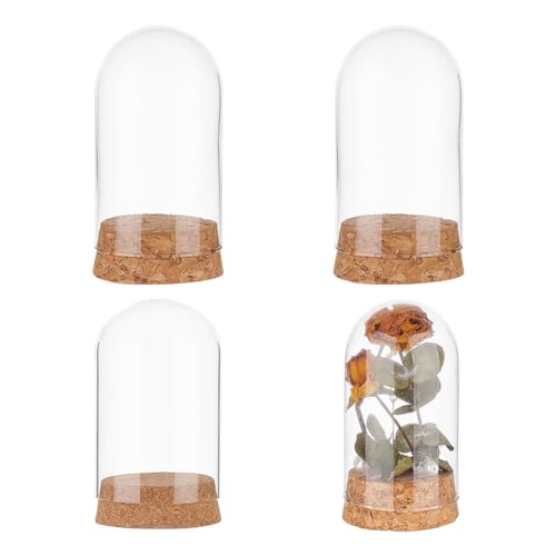 nbeads 4 Sätze 2 Größen Glaskuppel mit Korkboden, Glasflaschen mit Korkstopfen Display Dome Glas Dekoration Flaschen für Pflanzen Blume Display Hochzeit Party Favors Xmas DIY Craft von nbeads