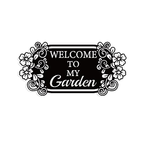 nbeads Willkommen Metall Wand Kunst Dekor, Mattes Schwarz Wand Hanging Sign Decor Silhouette Wand Kunst für Haus Garten Hotel Büro Wand Weihnachten Festival Dekoration Geschenk, 15x30cm von nbeads