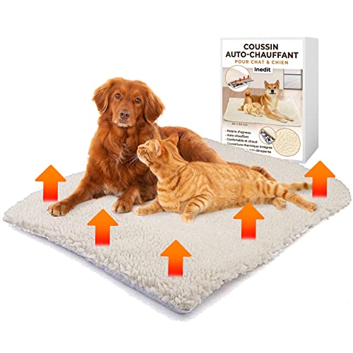 Heizmatte Katze (weiß – 60 x 45 cm) – Heizdecke Katze & Hund – selbstwärmendes Kissen ohne Strom & Batterien – Teppich/Thermodecke innovativ & umweltfreundlich – Qualität garantiert von nedit