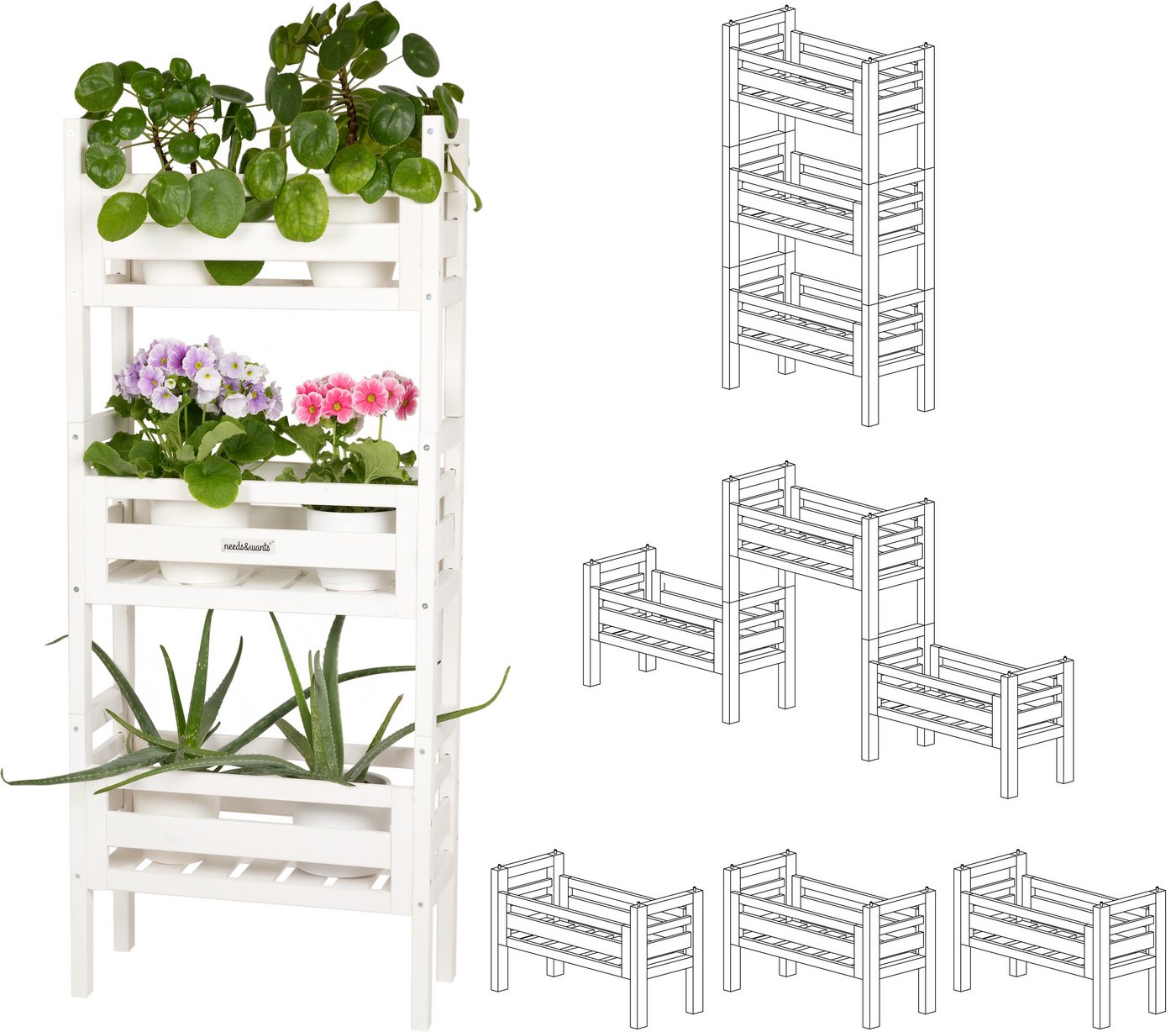 needs&wants® Blumenständer Pflanzenständer Blumentreppe Pflanzenregal Blumenregal Pflanzentreppe, Outdoor Indoor Balkon draußen Blumenleiter Blumenständer Pflanztreppe von needs&wants®