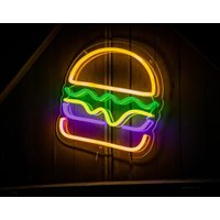 Burger Neon Schild - Für Café, Restaurant Dekor, Schild, Hamburger von neonlampochkin