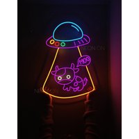 Kidnapping Kuh Ufo Neon Schild - Licht Wand Dekor, Neon Led Für Schlafzimmer Wohnzimmer Kunst Modern, Ufo von neonlampochkin