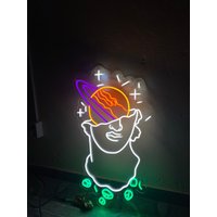 Space Man - Neon Planet, Home Deco Led Neon, Face Beautifull Sign, Art Deco von neonlampochkin