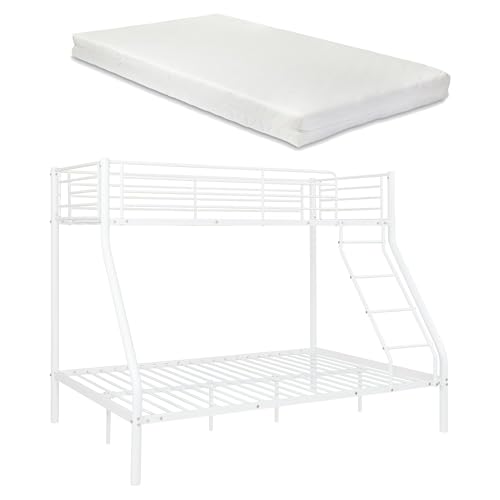 [neu.Haus] Metall-Etagenbett - Weiß - Mit Matratzen 200x140/90cm Kinderbett Stockbett Hochbett Metall Bettgestell von Neuhaus