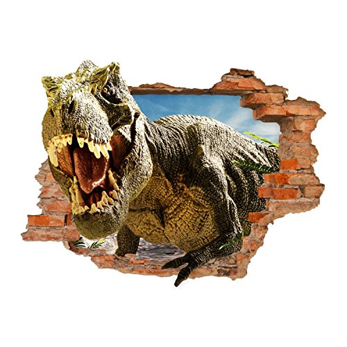 nikima - 116 Wandtattoo T-Rex Dinosaurier Tyrannosaurus Rex - Loch in der Wand - in 6 Größen - Coole Kinderzimmer Sticker Aufkleber Wanddeko Wandbild Junge Teenager - Größe 1250 x 870 mm von nikima Schönes für Kinder