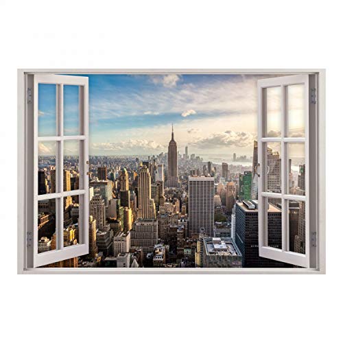 nikima Schönes für Kinder 159 Wandtattoo Fenster - New York - in 5 Größen - Wanddeko Wandbild Manhattan NY - Größe 1500 x 1000 mm von nikima Schönes für Kinder