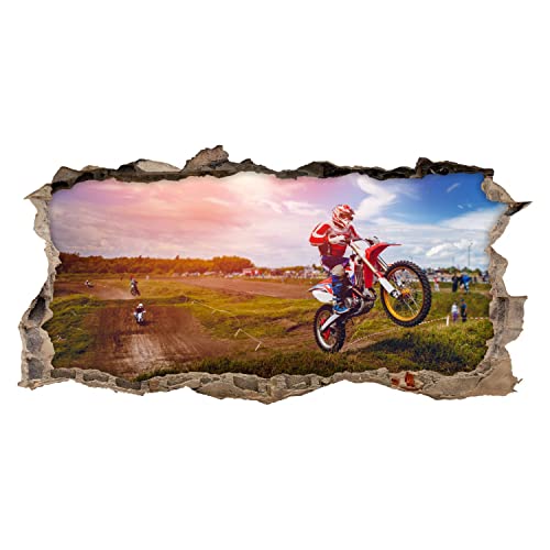 nikima Schönes für Kinder 220 Wandtattoo Motocross - Loch in der Wand - Größe 1500 x 750 mm - in 6 Größen - Kinderzimmer Sticker Wandaufkleber Wanddeko Wandbild von nikima Schönes für Kinder