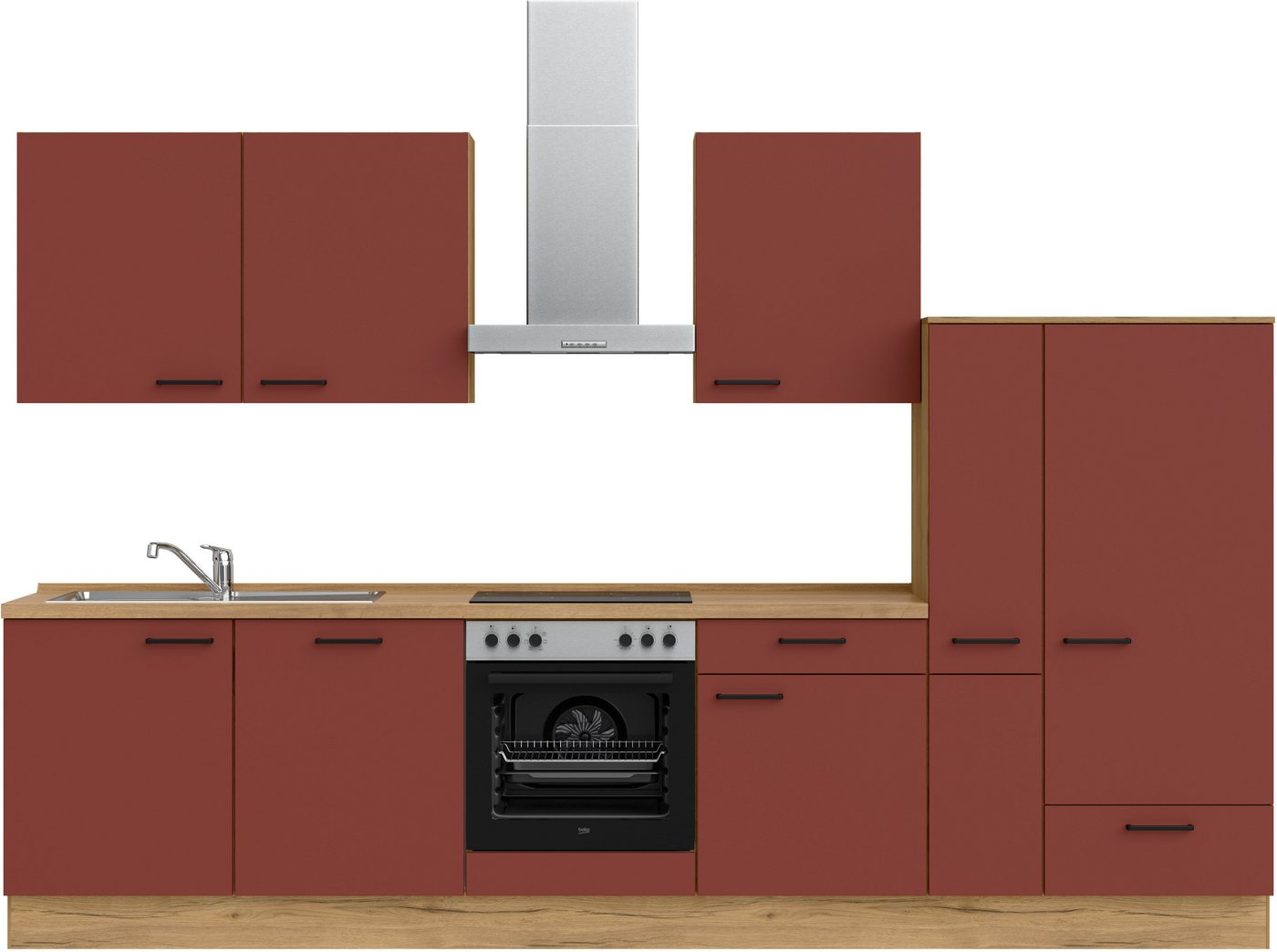 nobilia® Küchenzeile "Easytouch basic", vormontiert, Ausrichtung wählbar, Breite 330 cm, mit E-Geräten von nobilia®