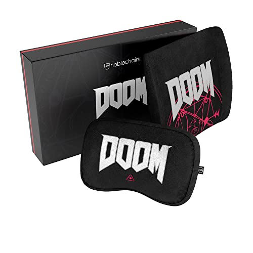 noblechairs Memory Foam Kissen-Set Doom Edition, Kissen für Gaming Stuhl Kissen Set, Ergonomisch kissenstuhl, Stuhl Kissen mit Lendenwirbelstütze von noblechairs