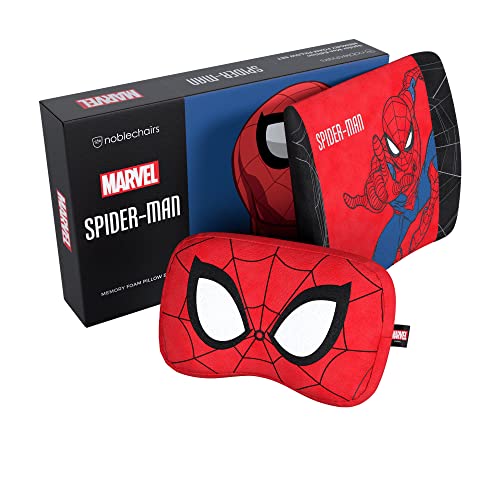 noblechairs Memory Foam Kissen-Set Spider-Man Edition, Kissen für Gaming Stühle, Ergonomische Stuhlkissen, Stuhl Kissen mit Lendenwirbelstütze von noblechairs