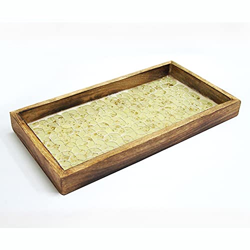 nu steel Luxus Milchglas Mosaik & Holz Tablett Organizer für das Badezimmer Dekor, Küche, Kristalle von nu steel