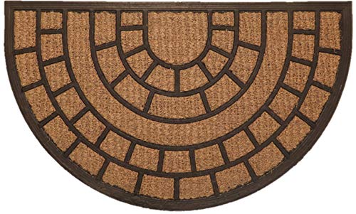oKu-Tex Fußmatte Kokos Struktur halbrund Design1 45 x 75 cm | Indoor & Outdoor | Relief von oKu-Tex
