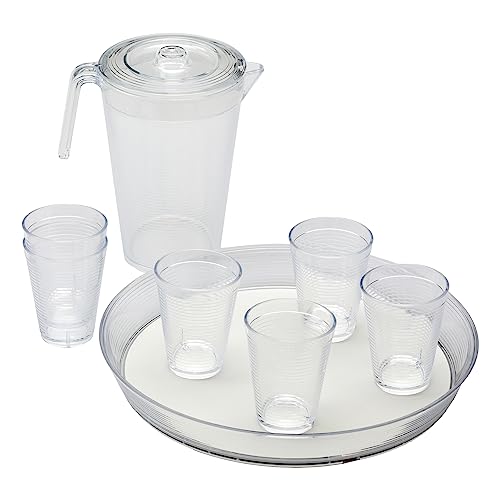 OMADA Design 6er Set Wassergläser 275 ml, mit Tablett und 2,1 L Karaffe, Samba Line von omada