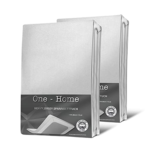 one-home 2er Set Jersey Spannbettlaken Spannbetttuch weich Heavy Baumwolle Rundumgummizug, Farbe:Weiß, Größe:180x200 cm- 200x200 cm Topper von one-home