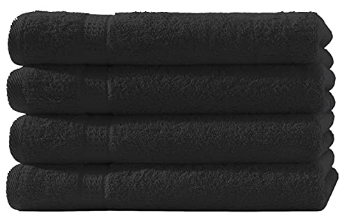 one-home 4er Set Gästetücher Handtücher Duschtücher Badetücher Frottee 100% Baumwolle, Präzise Farbe:Schwarz, Produktart:Handtücher 50x100 cm von one-home