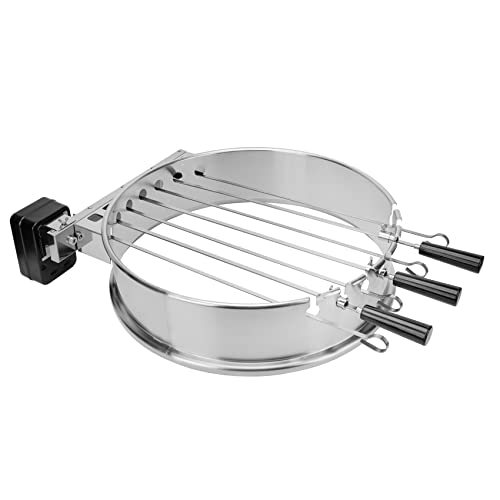 Onlyfire Edelstahl Spießdreher Drehspieß Set mit Motor für Weber 57 cm Kugelgrill, Grillspieß-Aufsatz Set mit 7 Schaschlikspieße von only fire