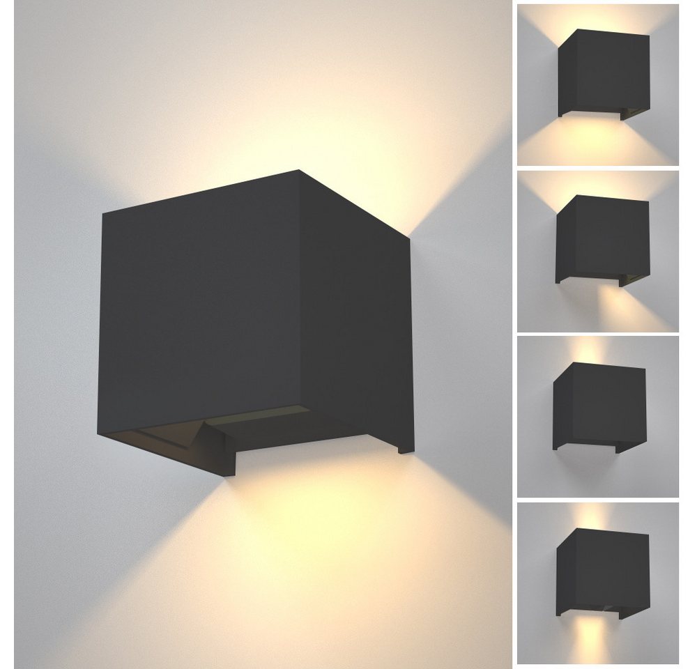 optimumX LED Wandleuchte Innen/Außen 12W 3000K Warmweiß Wandlampe IP65 Wasserdichte von optimumX