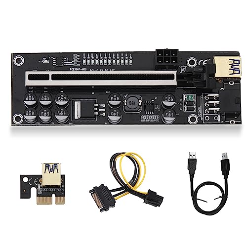 osiuujkw Mining Computer PCI E 1x bis 16x Adapterplatine 6 poliger Stromanschluss PCI Extender Miner Equipment Desktop PC Zubehör, Schwarzes USB Kabel von osiuujkw