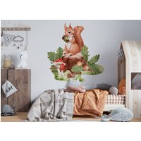 Eichhörnchen Aufkleber Wandsticker Für Kinder Wald Aquarell Boho Freund von osomhome