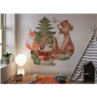 Forest Friends Sticker Wandtattoo Für Kinder Wald Aquarell Boho Freund Kinderzimmer von osomhome