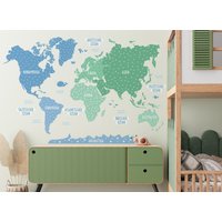 Weltkarte Wandtattoo, Verspieltes Kinderzimmer Dekor, Kinder Weltkarte, Wallpaper Karte von osomhome