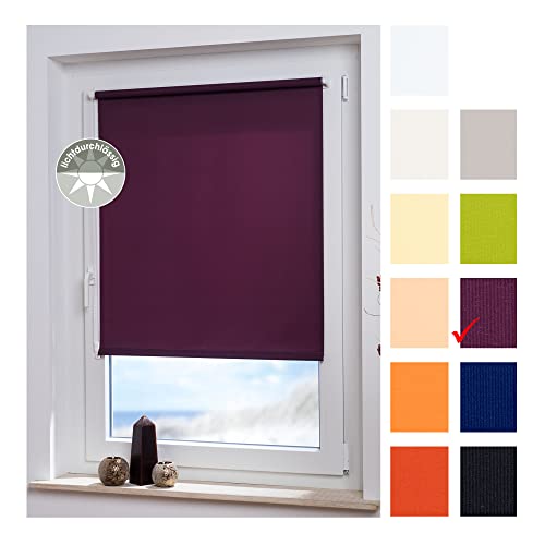 ourdeco® Mini-Rollo/Breite x Höhe: 60 x 150 cm brombeer/lichtdurchlässig, Blickdicht/Klemmen=Montage ohne Bohren=Smartfix=Klemmfix=Easy-to-fix von ourdeco