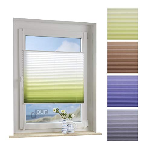 ourdeco® Plissee mit Farbverlauf / 60 x 130 cm weiß-grün/lichtdurchlässig, Blickdicht/Farben: Blau, Braun, Grün, Grau von ourdeco