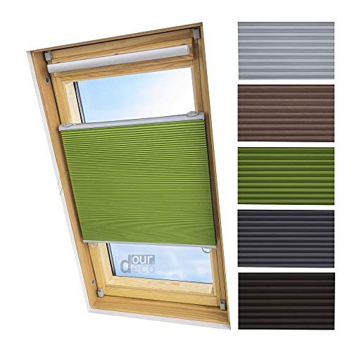 ourdeco® Universal Dachfenster Thermo-Wabenplissee/67 x 141cm grün(Breite x Höhe)/lichtundurchlässig, verdunkelnd, Thermo- und Hitzeschutz von ourdeco