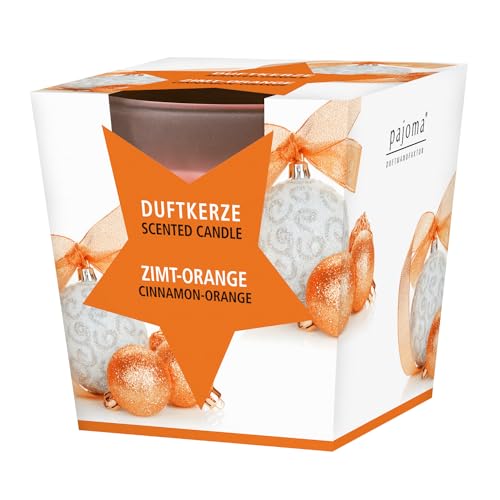 pajoma® Duftkerze, Zimt-Orange - im satinierten Glas | 120g Wachsgewicht, Brenndauer: 25 Stunden, in edler Geschenkverpackung | Premium Qualität von pajoma