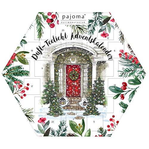 pajoma Duftkerzen Duftteelichte Teelicht Adventskalender sechseckig blau, 24 Teelichte in 6 versch. Sorten inkl. Teelichthalter von pajoma