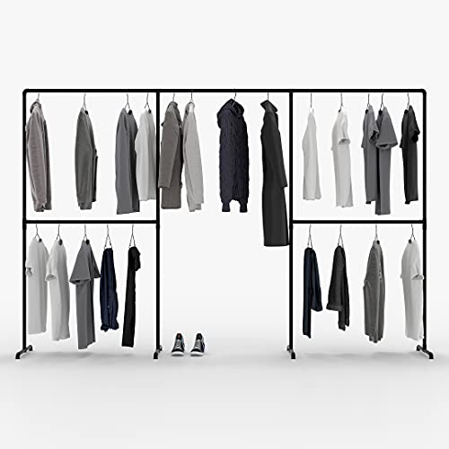 pamo freistehende Kleiderstange im Industrial Loft Design - LAS III - Garderobe für begehbaren Kleiderschrank Wand I Schlafzimmer Kleiderständer aus schwarzen stabilen Rohren - freistehend von pamo