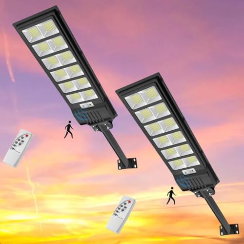 papasbox 2 Stück 600W LED Solar Straßenlaterne Außen mit Fernbedienung | Solarbetriebene 6500K Straßenlampe Wandleuchte mit Bewegungsmelder | Wegeleuchte im Freien Straßenleuchte papasbox 2 Stück 600W LED Solar Straßenlaterne Außen mit Fernbedienung | Solarbetriebene 6500K Straßenlampe Wandleuchte mit Bewegungsmelder | Wegeleuchte im Freien Straßenleuchte von papasbox