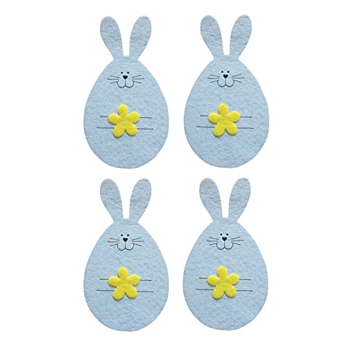 papasgix 4/8/12 Stück Ostern Besteckhalter Kaninchen, Filz Osterhase Bestecktasche Osterdeko, Bestecktaschen Besteckbeutel Tischdeko für Ostern Party Abendessen Esstisch Deko(Gelb，4 Pcs Stil 3) von papasgix