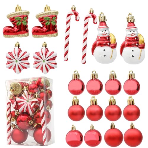 papasgix Weihnachtskugeln Kunststoff Glänzend Christbaumkugel Weihnachtsbaumkugel Weihnachtskugel Christbaumkugeln Set mit Aufhängen Weihnachtsbaumkugeln Weihnachtsdeko(20pcs B Rot) von papasgix