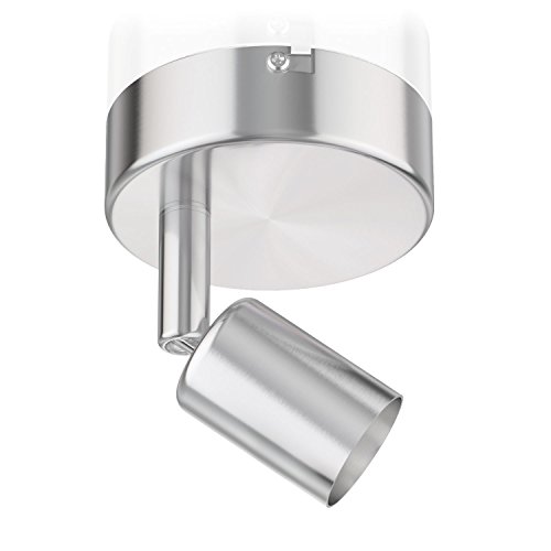 ledscom.de Deckenleuchte/Wandleuchte LUNARA, edelstahl matt, 1x GU10 max. 25W, Deckenlampe, Deckenspot, Deckenstrahler, Spot, Strahler, Led, Lampe, Innen, Wohnzimmer, Kueche, Flur, Bar, Ceiling von ledscom.de