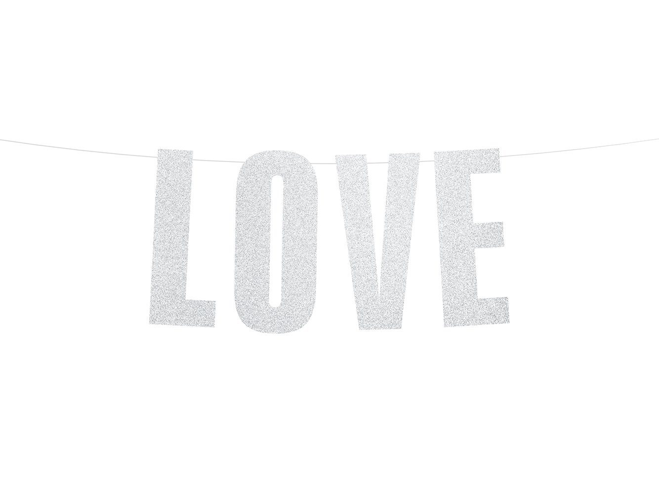 partydeco Girlande, Love Buchstaben Banner Girlande 21x55cm mit Glitzer silber von partydeco