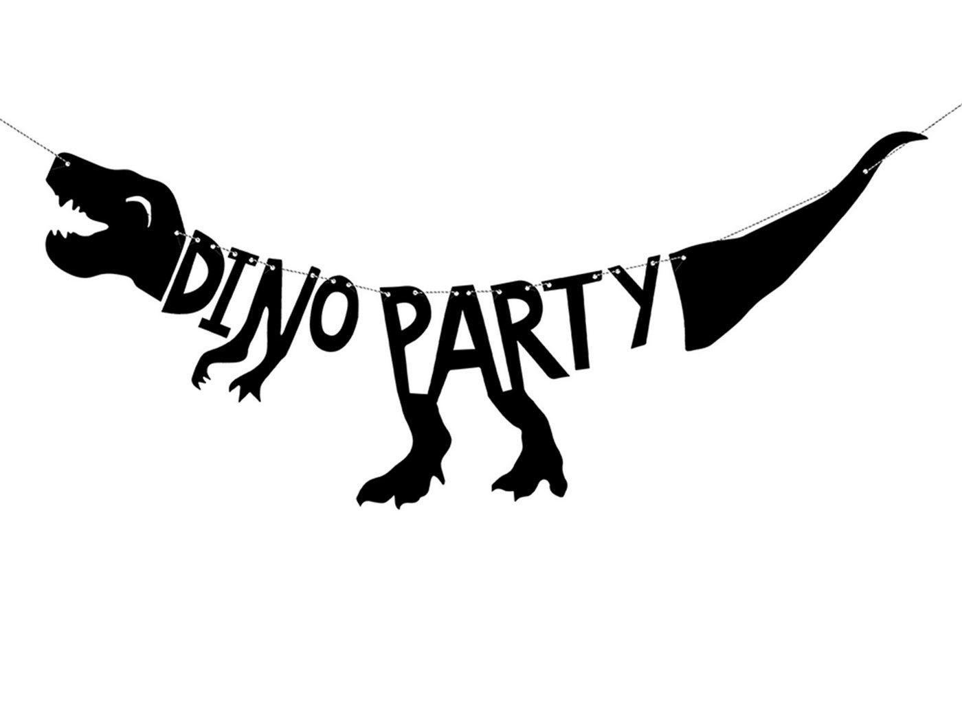 partydeco Papierdekoration, Girlande Dinosaurier Party 20x90cm schwarz von partydeco