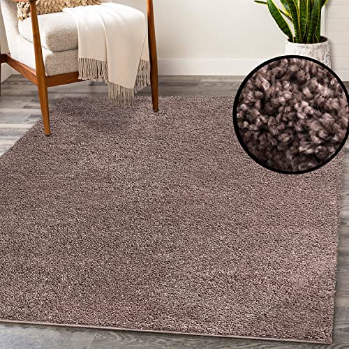 payé Teppich Läufer Hochflor Shaggy - 100x200cm Läufer - Braun Einfarbig Wohnzimmer Uni Flauschig Modern Boho Deko Teppiche Weich Schlafzimmer von payé