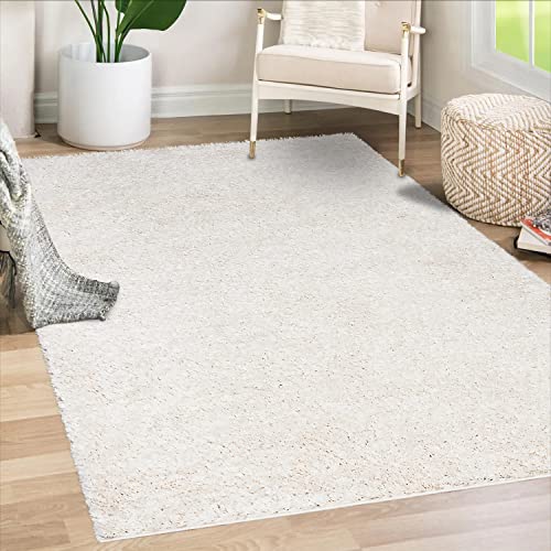 payé Teppich Wohnzimmer Hochflor Shaggy - 120x170cm - Creme Einfarbig Uni Flauschig Modern Boho Deko Teppiche Weich Schlafzimmer von payé