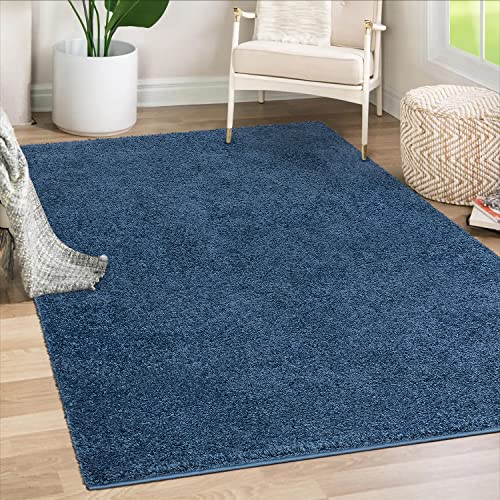 payé Teppich Wohnzimmer Hochflor Shaggy - 230x230cm - Blau Einfarbig Uni Flauschig Modern Boho Deko Teppiche Weich Schlafzimmer von payé