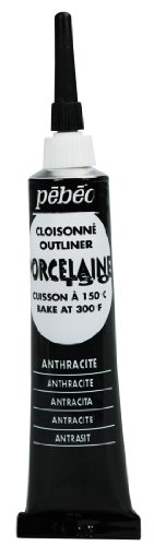 Pebeo Porcelaine 150 Porzellanfarbe Konturenfarbe, 20 ml 20 ml anthrazit schwarz, anthrazit schwarz von Pebeo