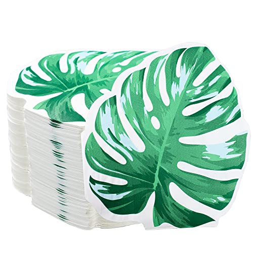 120 Stück Palmblatt-Papierservietten, tropische Monstera-Blatt-Servietten, hawaiianische 3-lagige Einweg-Servietten, grüne Papierservietten für Sommer, Luau-Partyzubehör, Urlaub, Essen von peony man