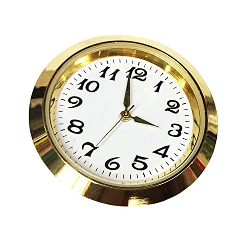 perfk 1-7/16 Zoll (36 mm) Uhr-Einsatzuhr mit schwarzen Ziffern passend für Durchmesser 1-3/8 Zoll Loch Metall-Mini-Uhr Leicht ablesbar für Uhrenteil, golden von perfk