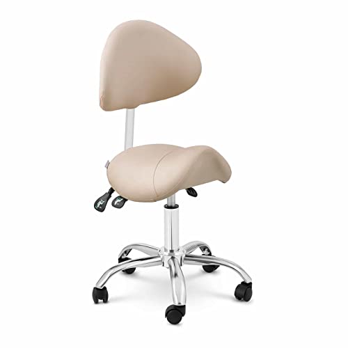 Physa Physa Mannheim Cream Sattelstuhl Creme, Silbern Lehne und Sitz höhenverstellbar Sattelhocker mit Lehne Rollhocker mit Lehne Rollhocker von physa wellness & lifestyle