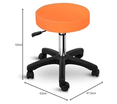 Physa Rollhocker höhenverstellbar Arbeitshocker Drehhocker mit Rollen höhenverstellbar 45-58 cm 360° drehbar max. 150 kg Hocker mit Rollen Praxishocker orange von physa wellness & lifestyle