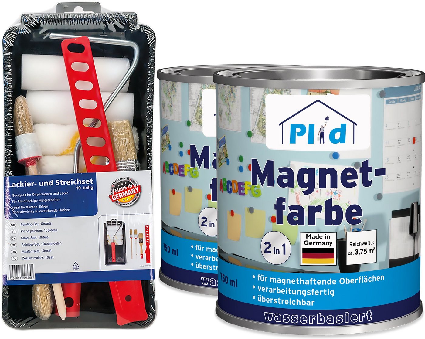 plid Magnetfarbe Premium Magnetfarbe Magnet Magnetlack Magnetwand Set, Schnelltrocknend, Magnetisch von plid